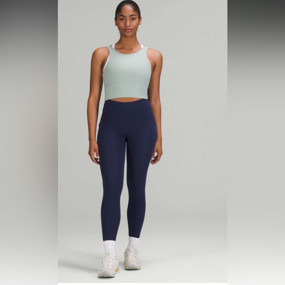 ❤️ Lululemon Power Pivot Ribbed Tank Top Silver Blue! 6
